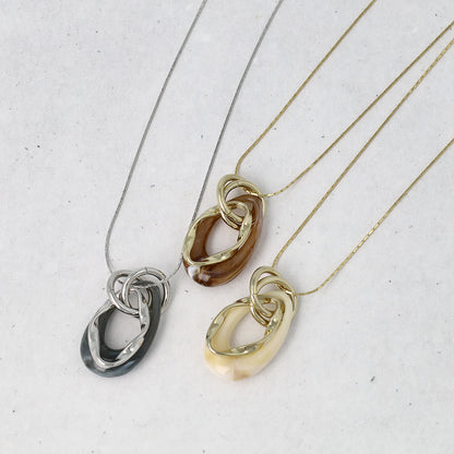 ネックレス ニッケルフリー マーブル ドロップ リング ロング ペンダントネックレス