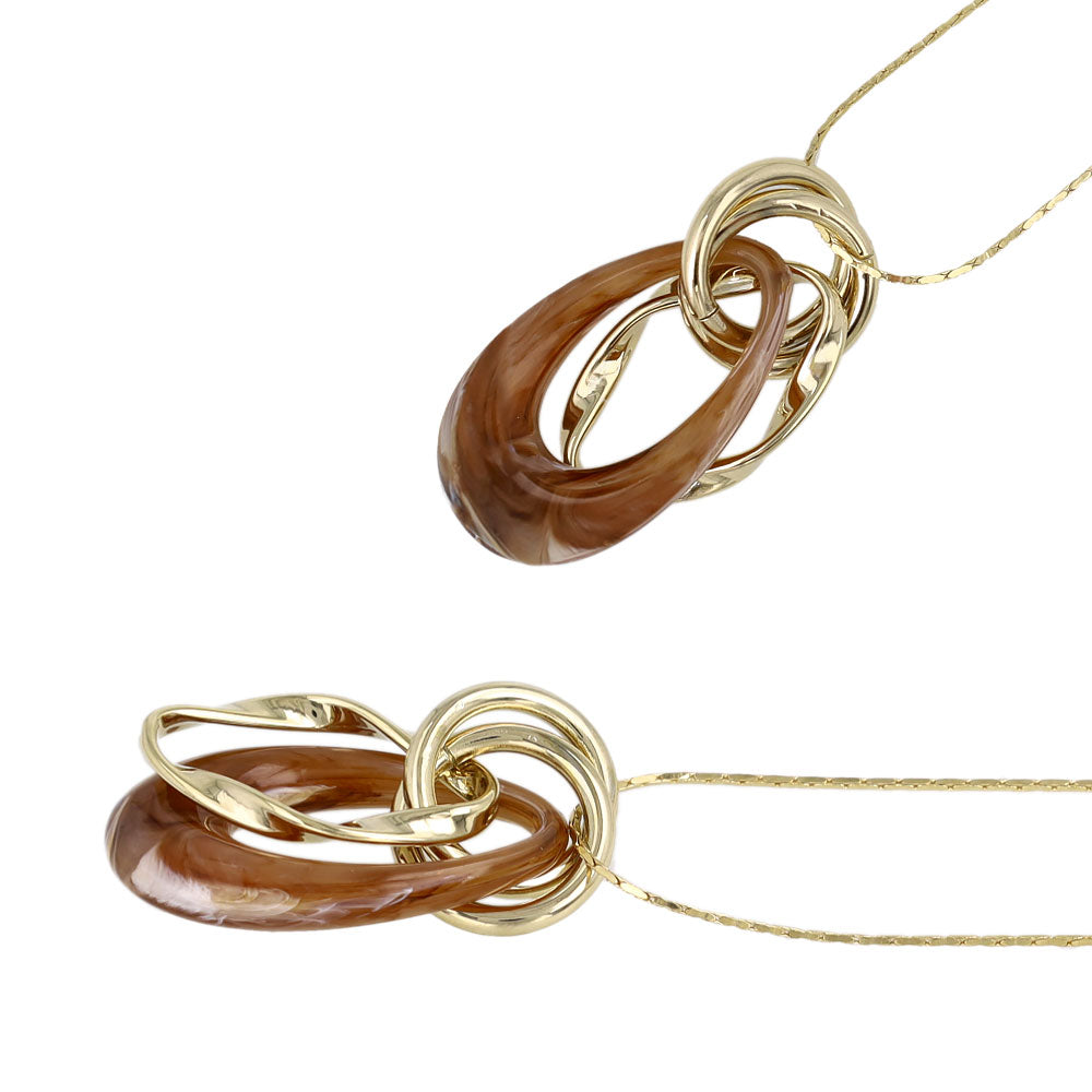 ネックレス ニッケルフリー マーブル ドロップ リング ロング ペンダントネックレス