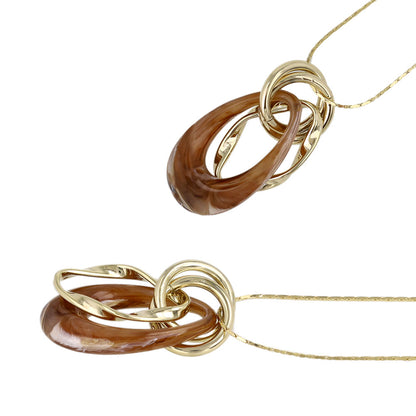 ネックレス ニッケルフリー マーブル ドロップ リング ロング ペンダントネックレス