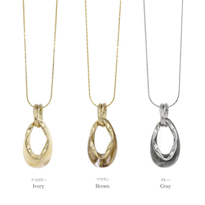 ネックレス ニッケルフリー マーブル ドロップ リング ロング ペンダントネックレス