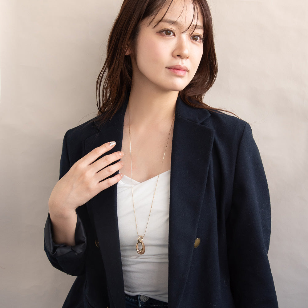 ネックレス ニッケルフリー マーブル ドロップ リング ロング ペンダントネックレス