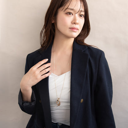 ネックレス ニッケルフリー マーブル ドロップ リング ロング ペンダントネックレス