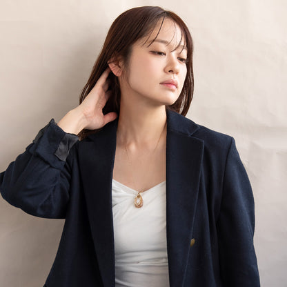 ネックレス ニッケルフリー マーブル ドロップ リング ロング ペンダントネックレス