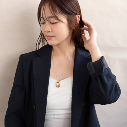 ネックレス ニッケルフリー マーブル ドロップ リング ロング ペンダントネックレス