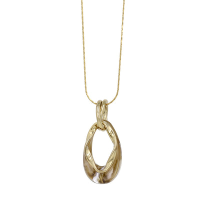 ネックレス ニッケルフリー マーブル ドロップ リング ロング ペンダントネックレス