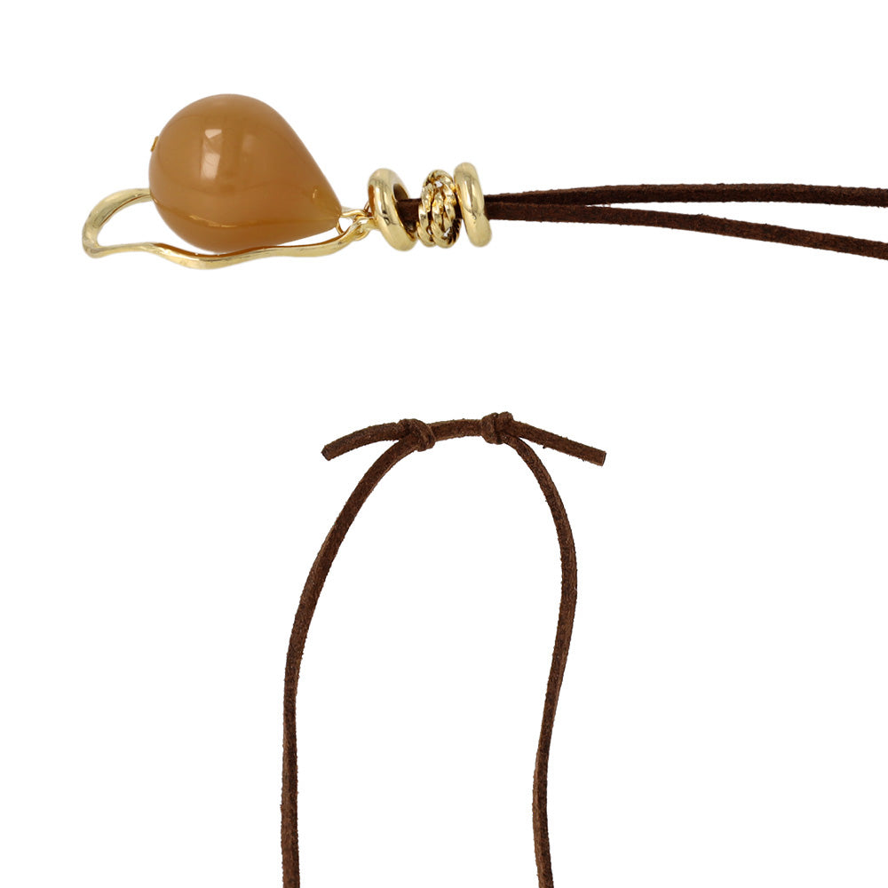 ネックレス メタル カラー ドロップ リング コード ロング ペンダントネックレス