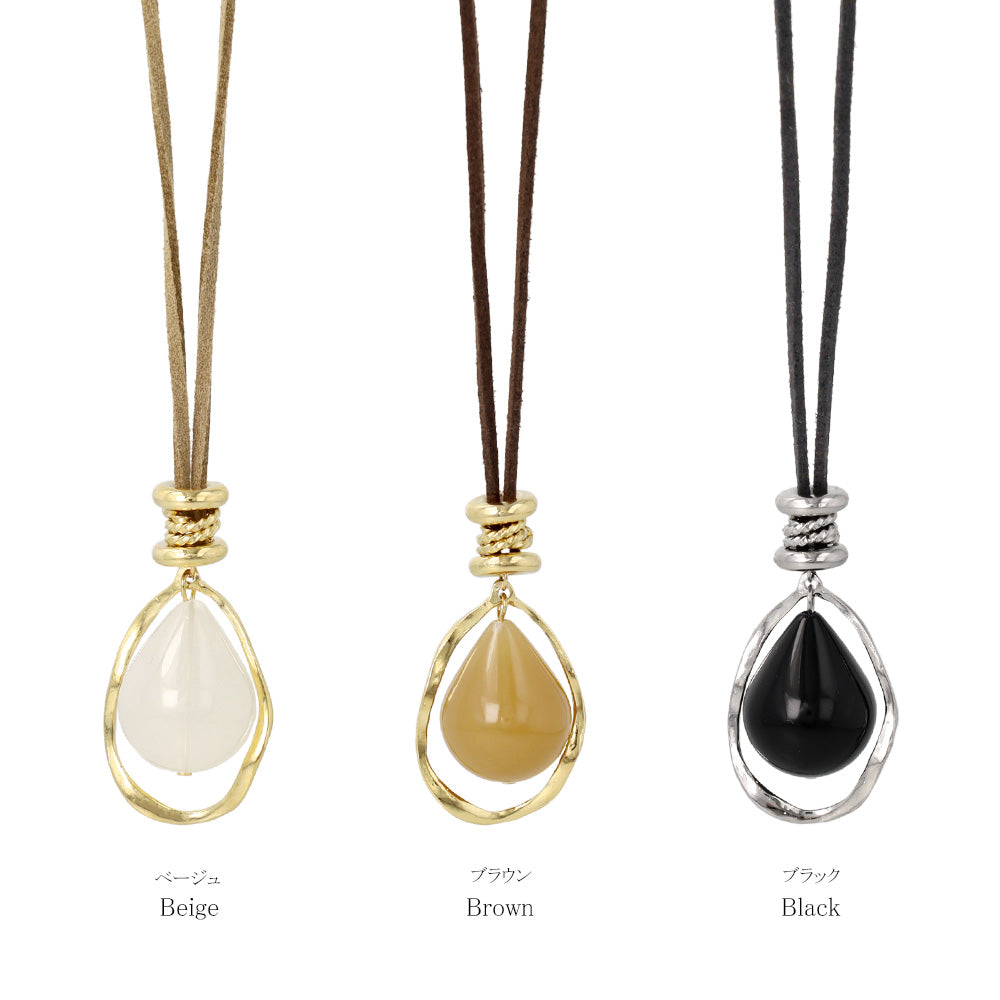 ネックレス メタル カラー ドロップ リング コード ロング ペンダントネックレス