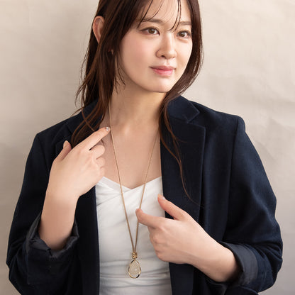 ネックレス メタル カラー ドロップ リング コード ロング ペンダントネックレス