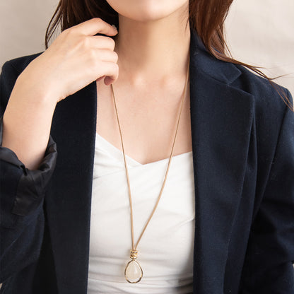 ネックレス メタル カラー ドロップ リング コード ロング ペンダントネックレス