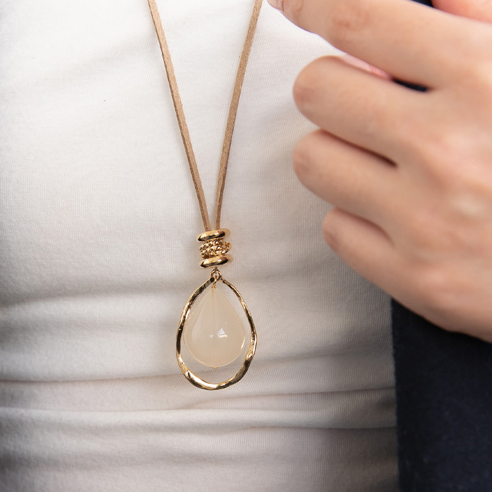 ネックレス メタル カラー ドロップ リング コード ロング ペンダントネックレス