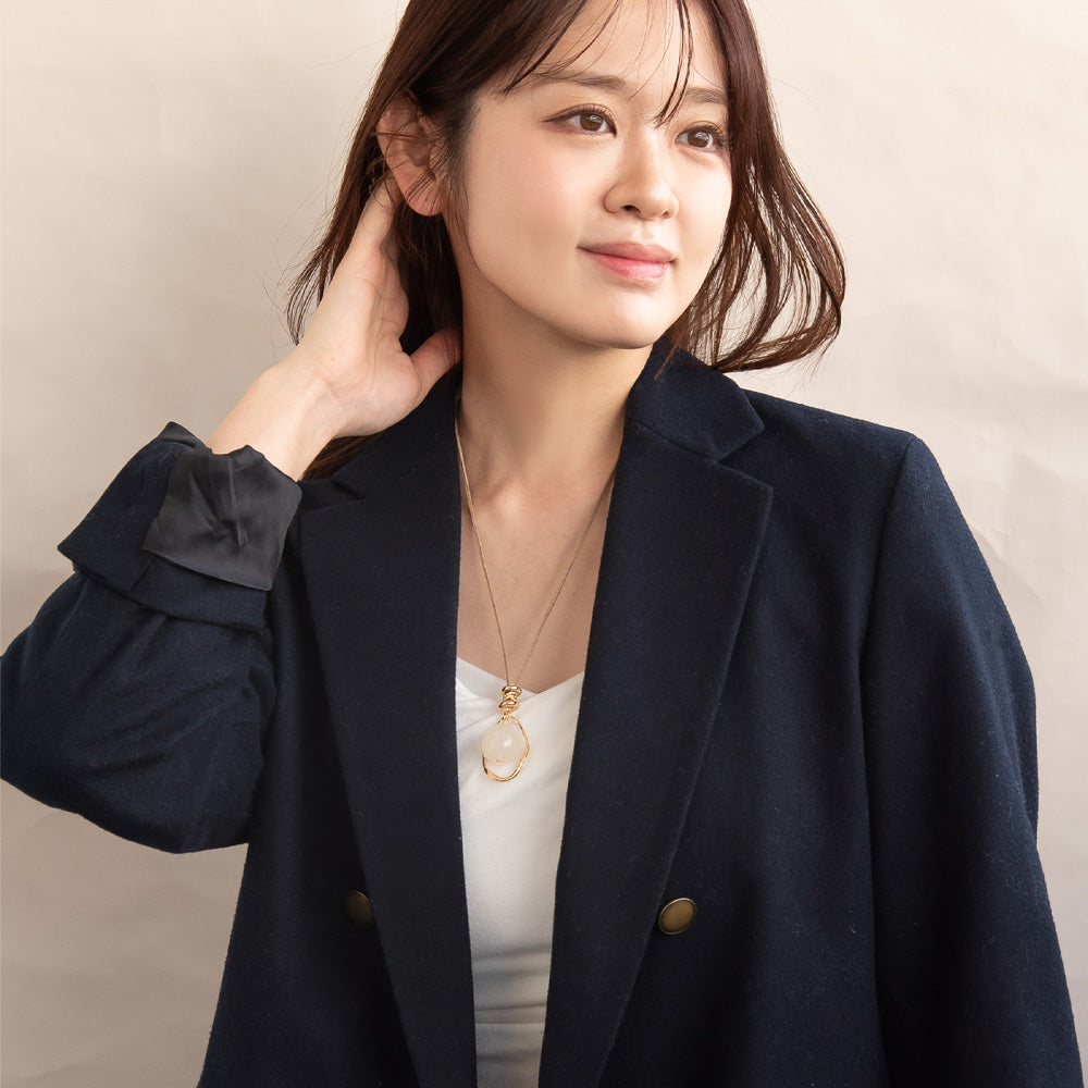 ネックレス メタル カラー ドロップ リング コード ロング ペンダントネックレス