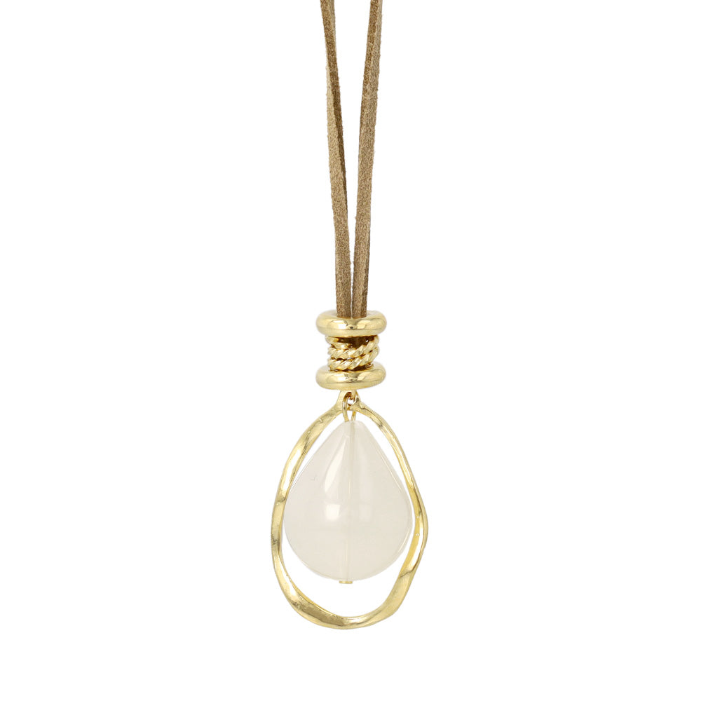 ネックレス メタル カラー ドロップ リング コード ロング ペンダントネックレス