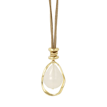 ネックレス メタル カラー ドロップ リング コード ロング ペンダントネックレス