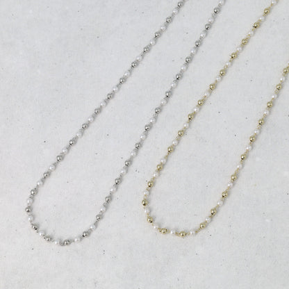 ネックレス ニッケルフリー メタル ボール パール ショートネックレス