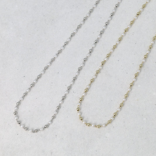 ネックレス ニッケルフリー メタル ボール パール ショートネックレス