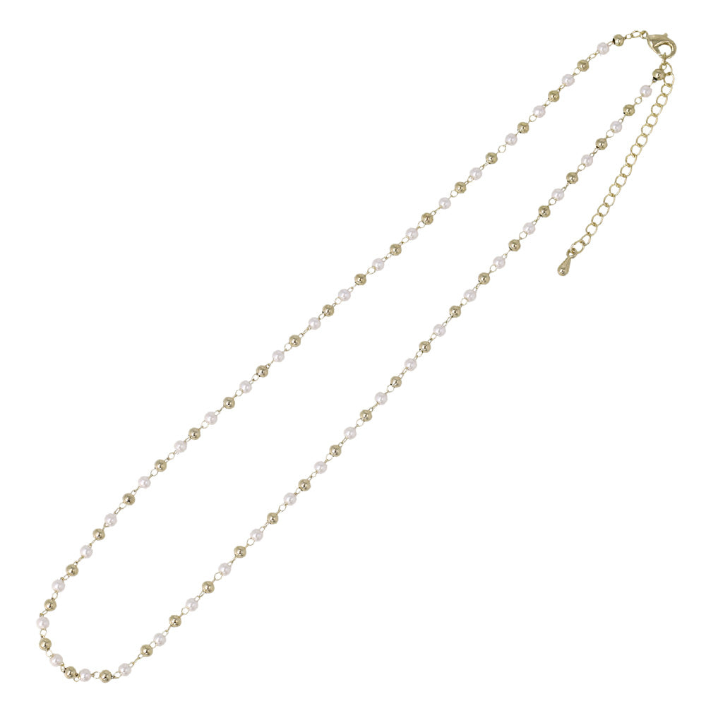 ネックレス ニッケルフリー メタル ボール パール ショートネックレス