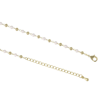 ネックレス ニッケルフリー メタル ボール パール ショートネックレス