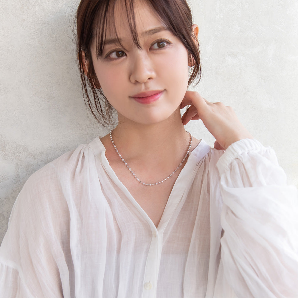 ネックレス ニッケルフリー メタル ボール パール ショートネックレス