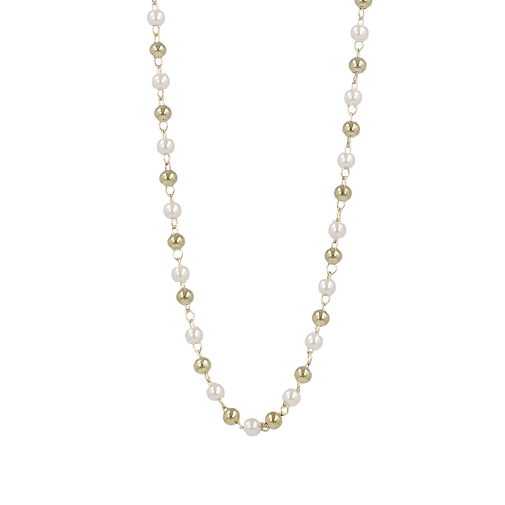 ネックレス ニッケルフリー メタル ボール パール ショートネックレス