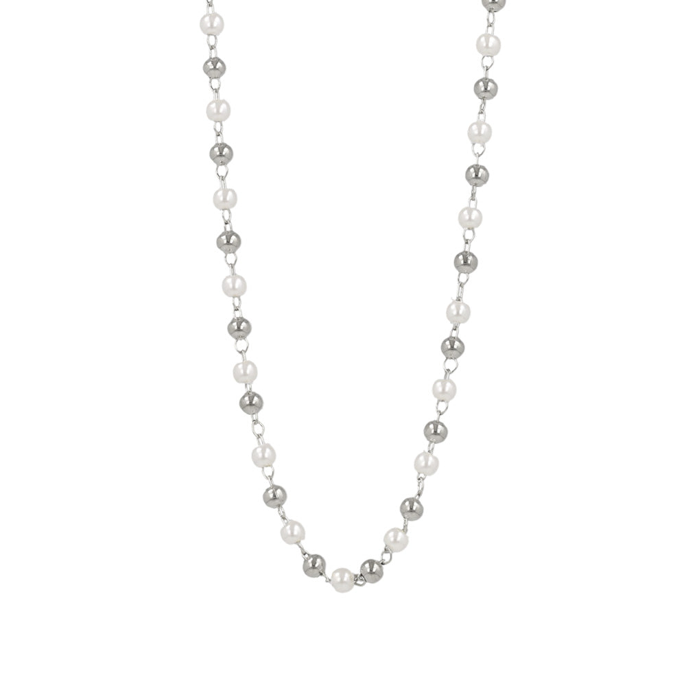 ネックレス ニッケルフリー メタル ボール パール ショートネックレス