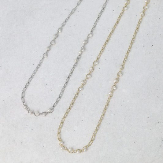 ネックレス ニッケルフリー ランダム パール チェーン ショートネックレス