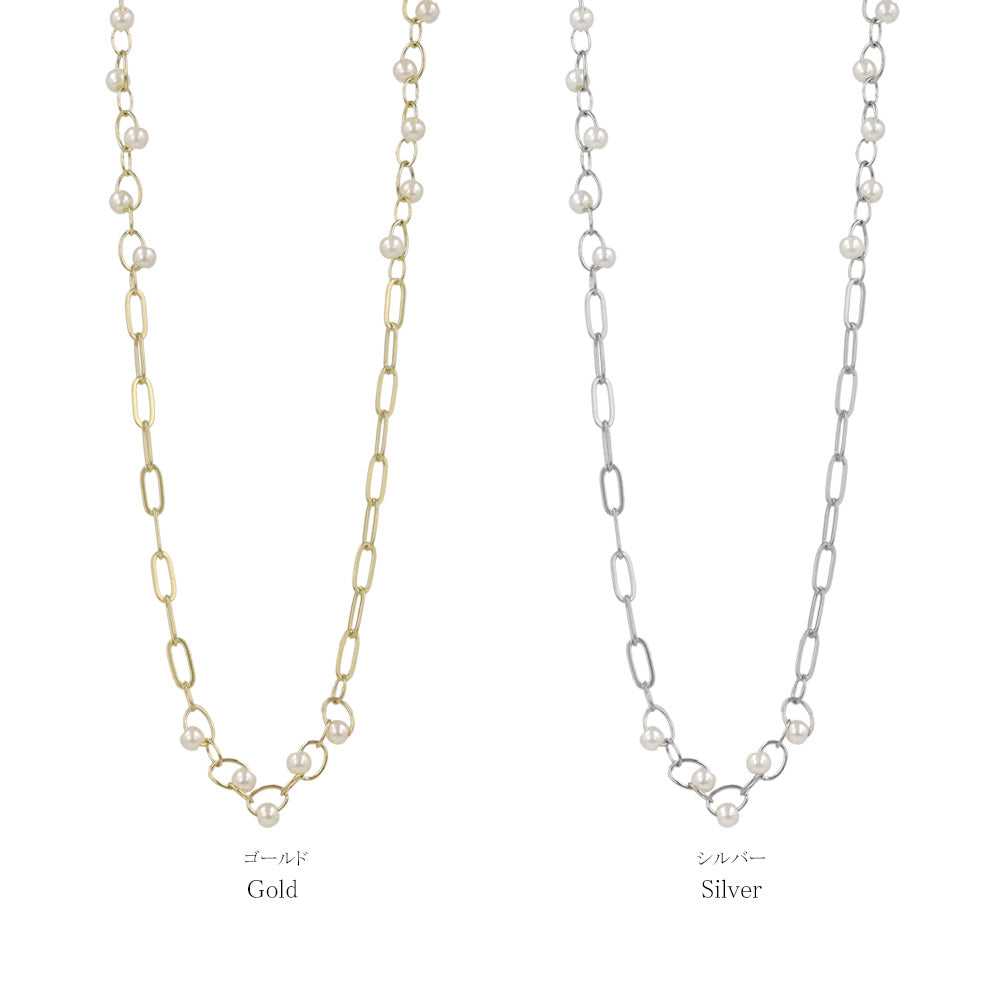ネックレス ニッケルフリー ランダム パール チェーン ショートネックレス