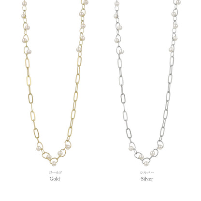 ネックレス ニッケルフリー ランダム パール チェーン ショートネックレス