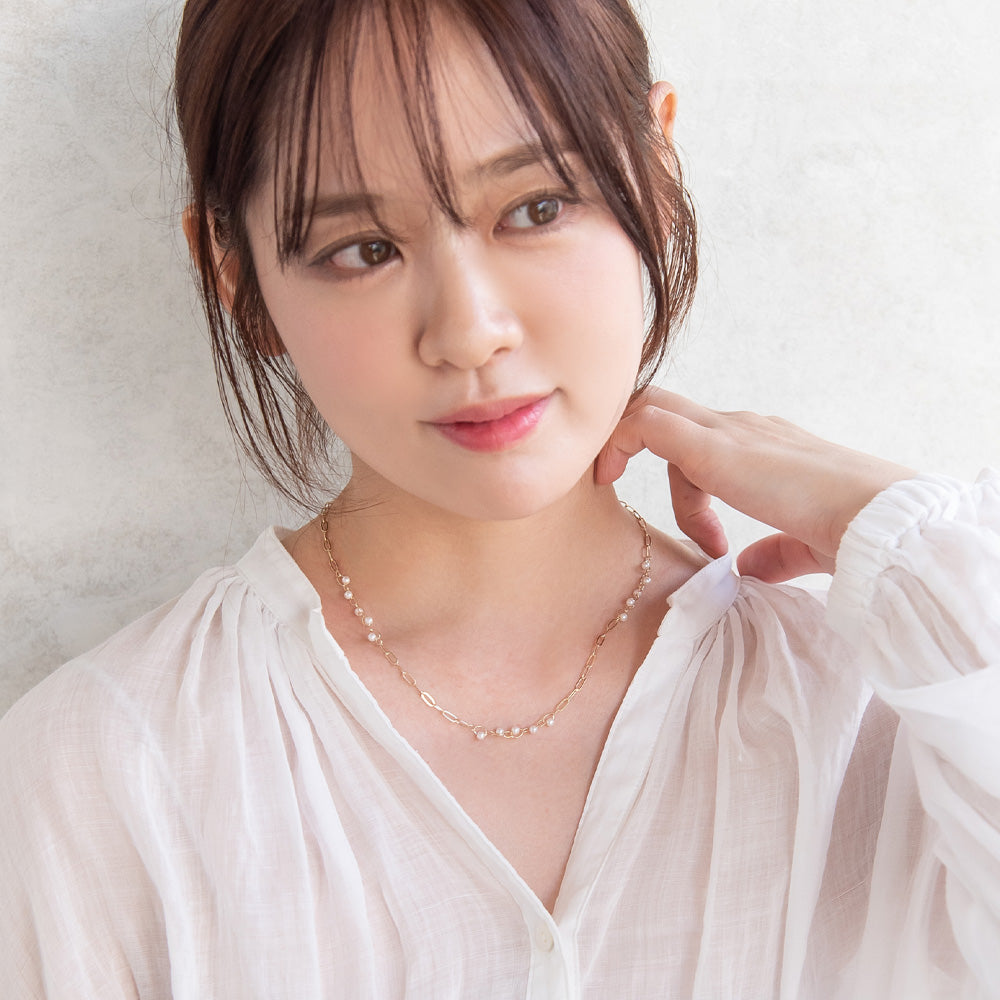 ネックレス ニッケルフリー ランダム パール チェーン ショートネックレス