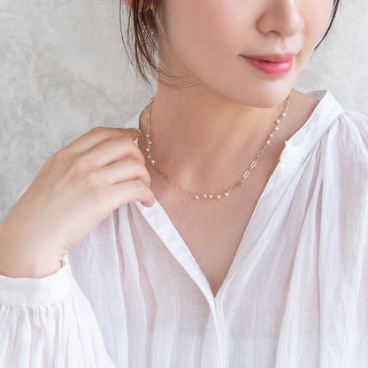 ネックレス ニッケルフリー ランダム パール チェーン ショートネックレス