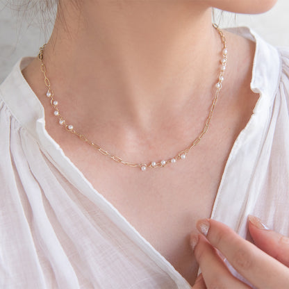 ネックレス ニッケルフリー ランダム パール チェーン ショートネックレス