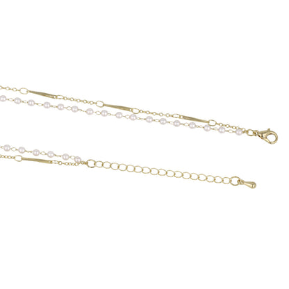 ネックレス ニッケルフリー ドット パール デザインチェーン 2連 ショートネックレス