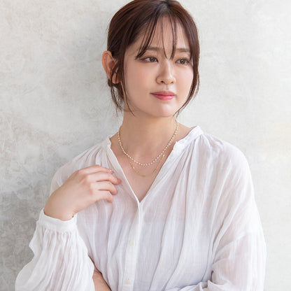 ネックレス ニッケルフリー ドット パール デザインチェーン 2連 ショートネックレス