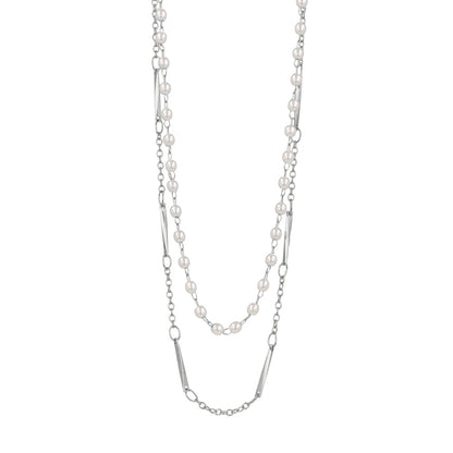 ネックレス ニッケルフリー ドット パール デザインチェーン 2連 ショートネックレス