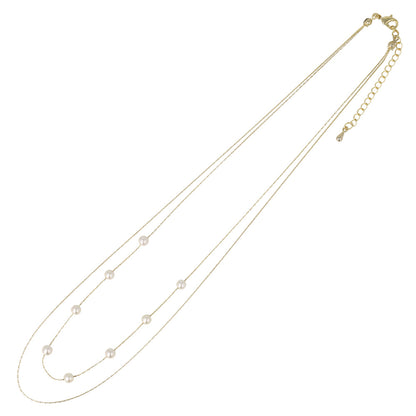 ネックレス ニッケルフリー ドット パール チェーン 2連 ショートネックレス