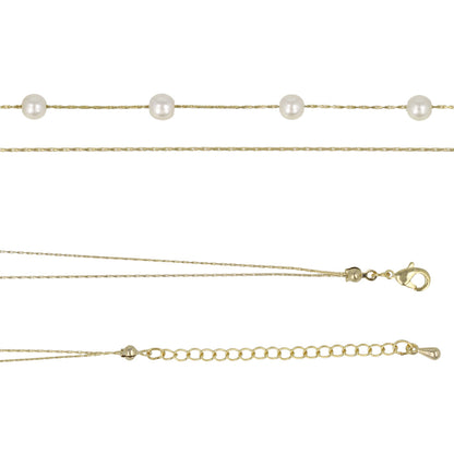 ネックレス ニッケルフリー ドット パール チェーン 2連 ショートネックレス