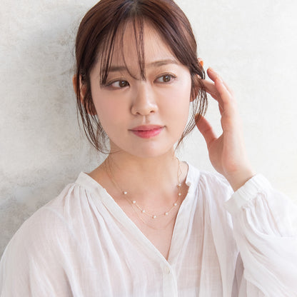 ネックレス ニッケルフリー ドット パール チェーン 2連 ショートネックレス