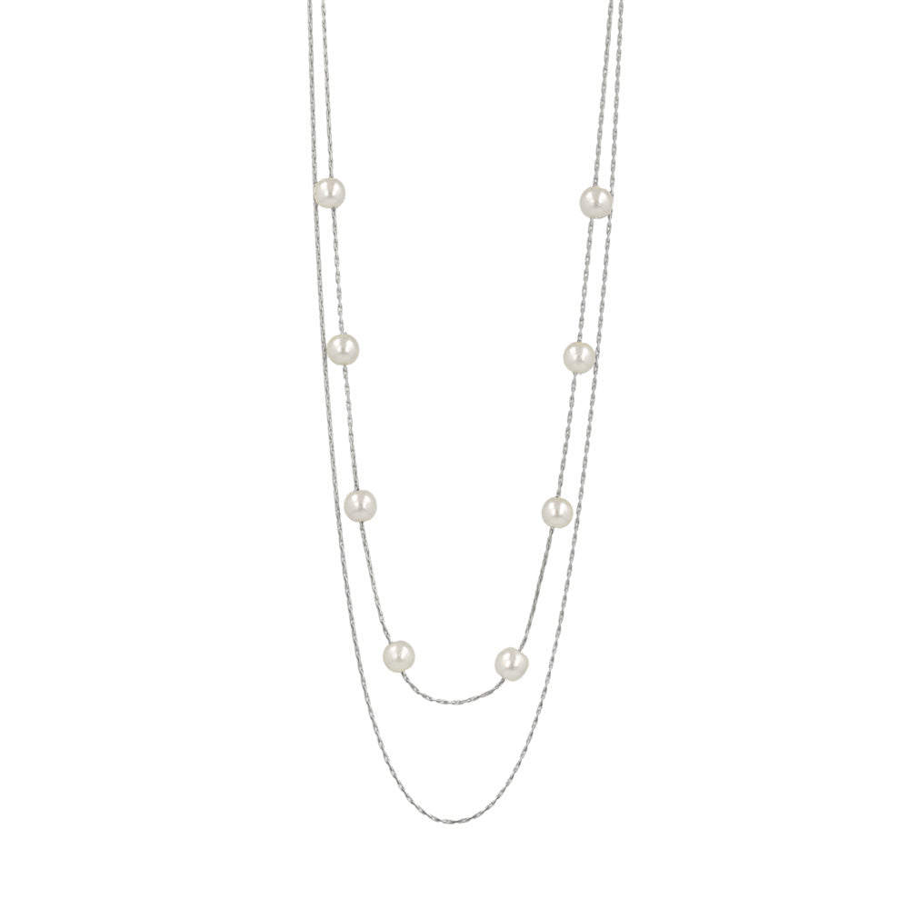 ネックレス ニッケルフリー ドット パール チェーン 2連 ショートネックレス