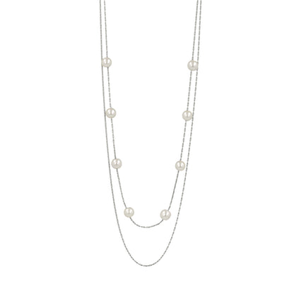 ネックレス ニッケルフリー ドット パール チェーン 2連 ショートネックレス