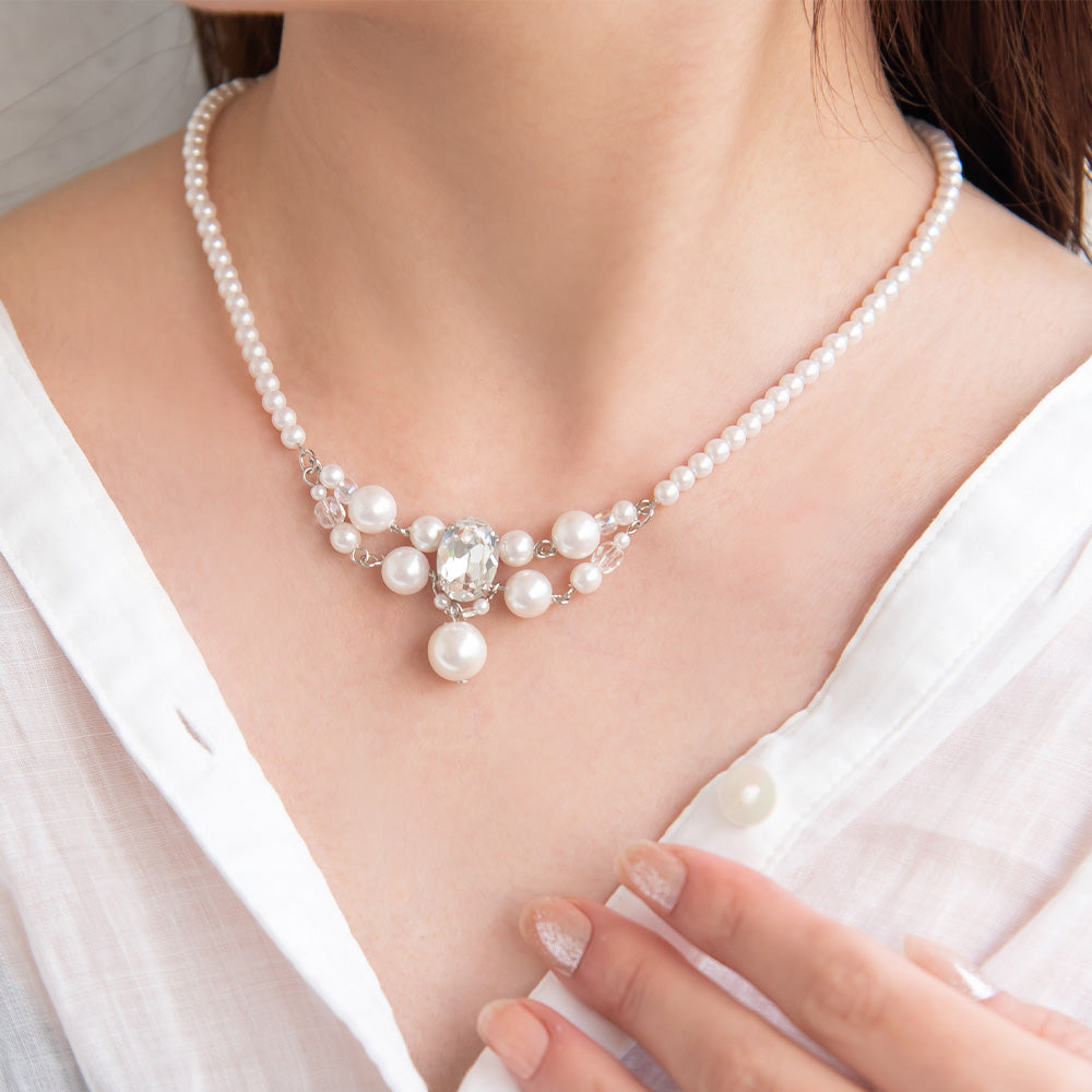 Classy ネックレス ニッケルフリー パール ビジュー ショートネックレス