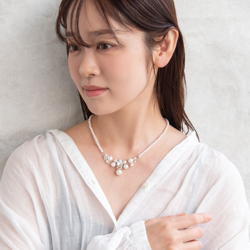 Classy ネックレス ニッケルフリー パール ビジュー ショートネックレス