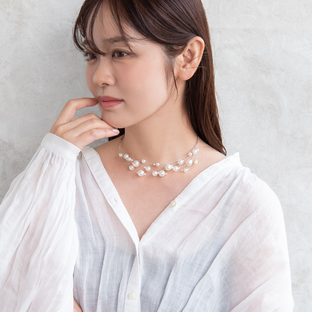 Classy ネックレス ニッケルフリー パール チョーカー ネックカフ