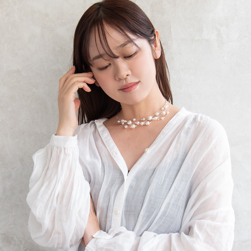 Classy ネックレス ニッケルフリー パール チョーカー ネックカフ