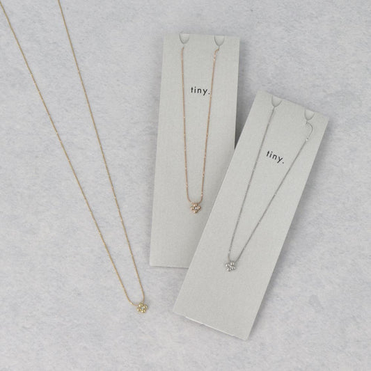 ネックレス tiny. ニッケルフリー メタル フラワー 花 ストーン 小粒 超極細 チェーン プチネックレス