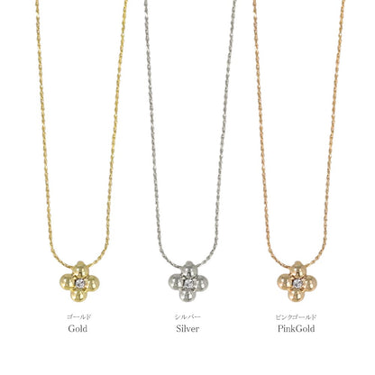 ネックレス tiny. ニッケルフリー メタル フラワー 花 ストーン 小粒 超極細 チェーン プチネックレス