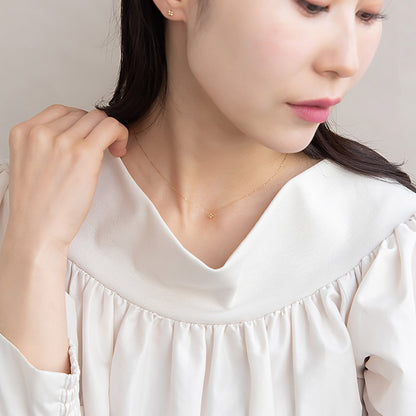 ネックレス tiny. ニッケルフリー メタル フラワー 花 ストーン 小粒 超極細 チェーン プチネックレス