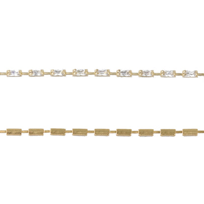 ネックレス ニッケルフリー キュービックジルコニア レクタングル 極小 2mm 連爪チェーン プチネックレス