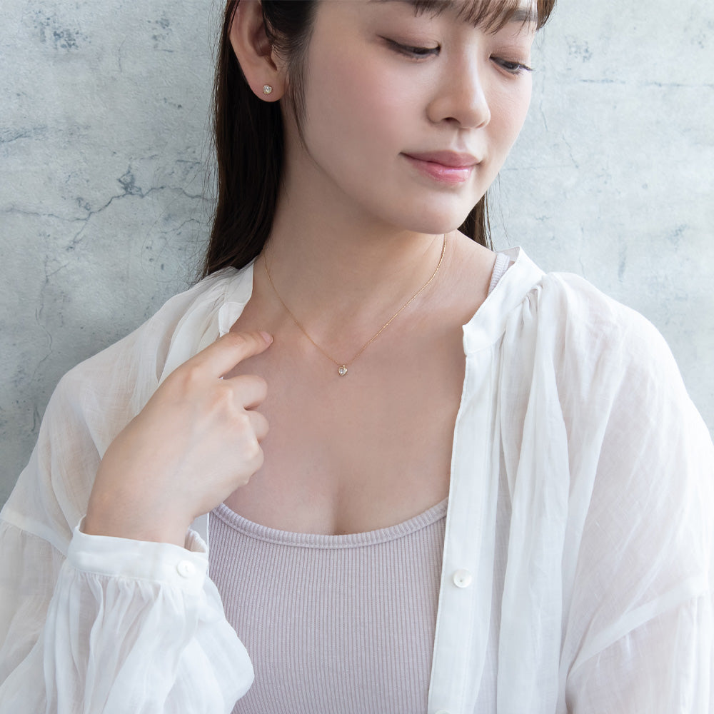 ネックレス ニッケルフリー rose cut キュービックジルコニア メタル