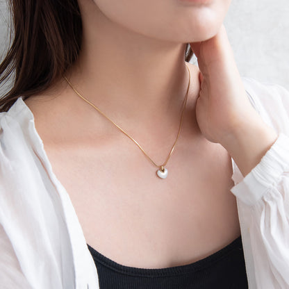 ネックレス ステンレス シェル ハート プチネックレス