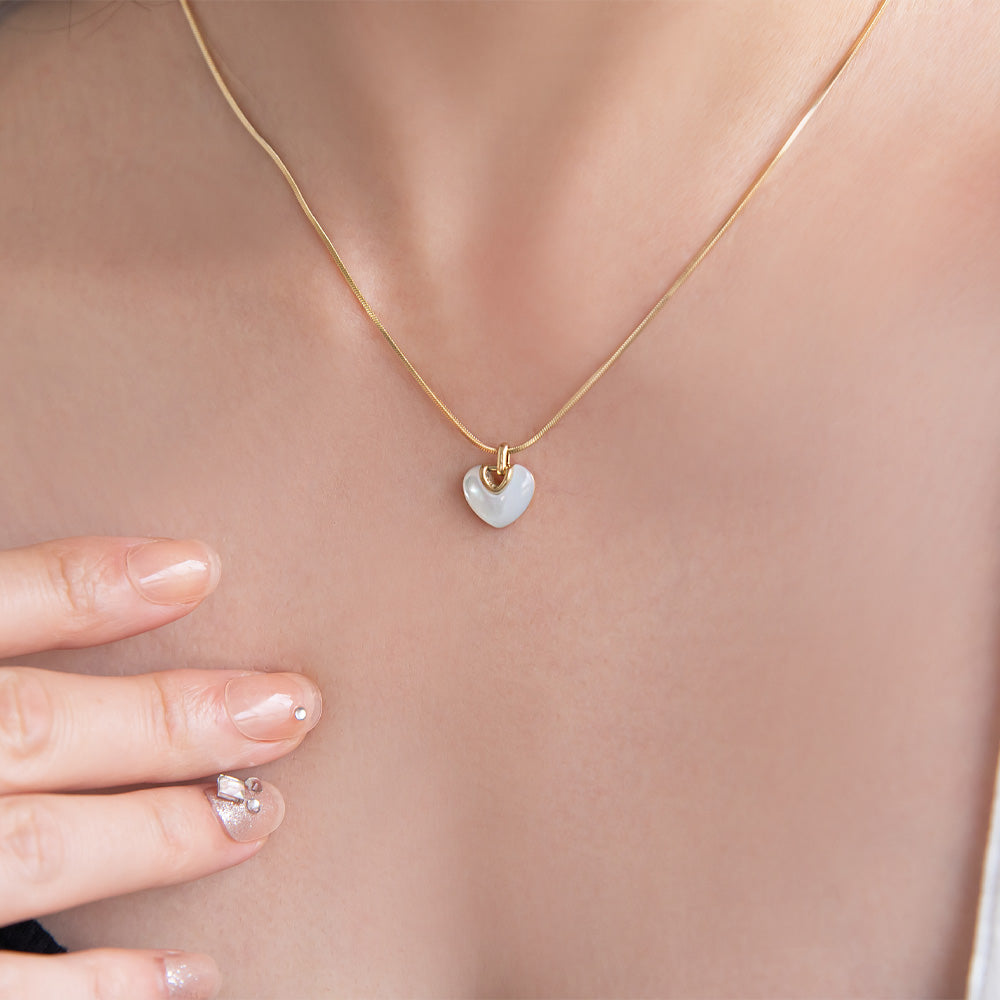 ネックレス ステンレス シェル ハート プチネックレス