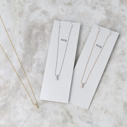 ネックレス tiny. ニッケルフリー メタル ストーン パール ライン 小粒 超極細 チェーン プチネックレス